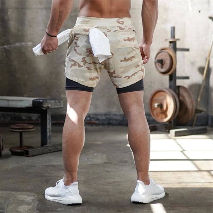 Shorts for Training 2 in 1 Sports Air Effect 673 Direct Offers Beige Model 2 M