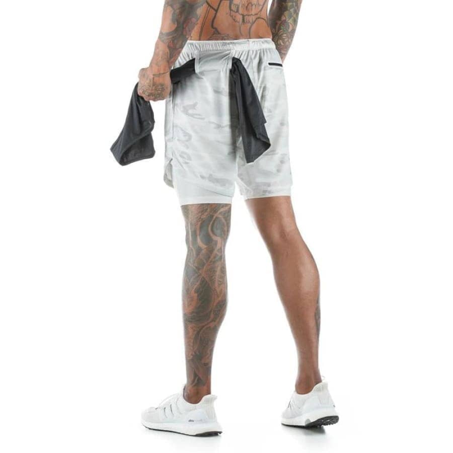 Shorts for Training 2 in 1 Sports Air Effect 673 Direct Offers White Camouflage M