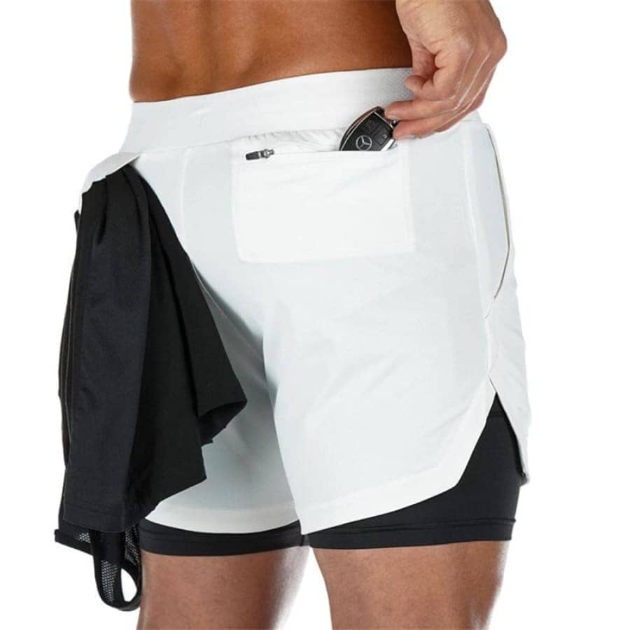 Shorts for Training 2 in 1 Sports Air Effect 673 Direct Offers White M