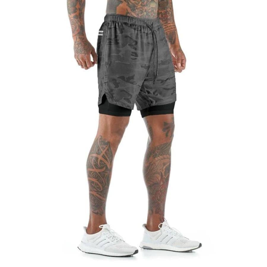 Shorts for Training 2 in 1 Sports Air Effect 673 Direct Offers Black Camouflage M