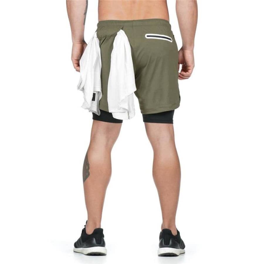 Shorts for Training 2 in 1 Sports Air Effect 673 Direct Offers Green M