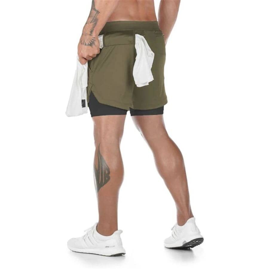 Shorts for Training 2 in 1 Sports Air Effect 673 Direct Offers Green Model 2 M